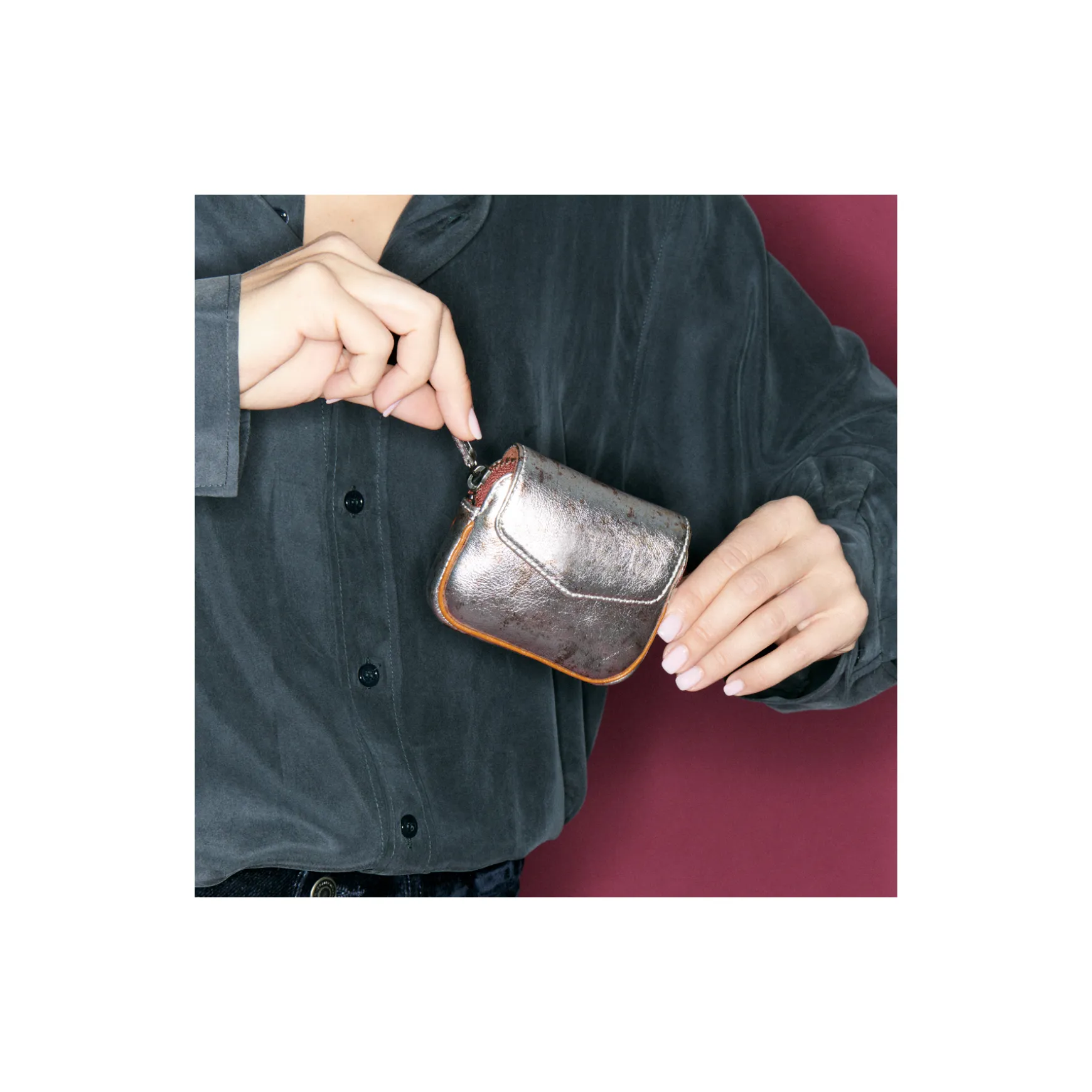 Discount Claris Virot Porte Monnaie Karl Cuir oxy metal