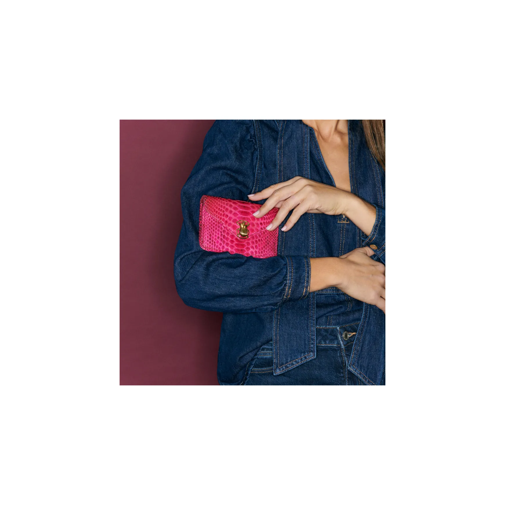 Hot Claris Virot Portefeuille Alex Python Celosia Rose