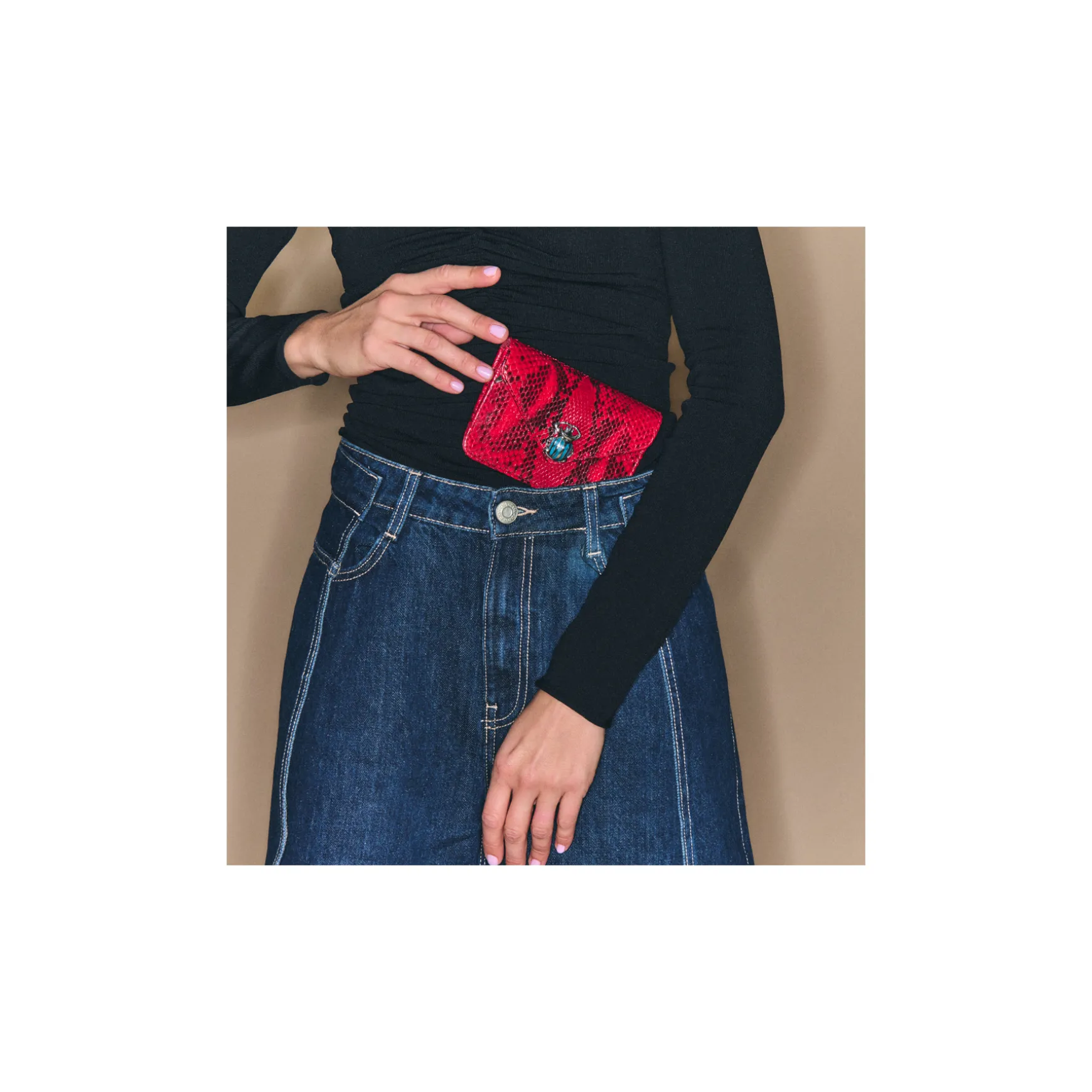 Hot Claris Virot Portefeuille Alex Python Rubis