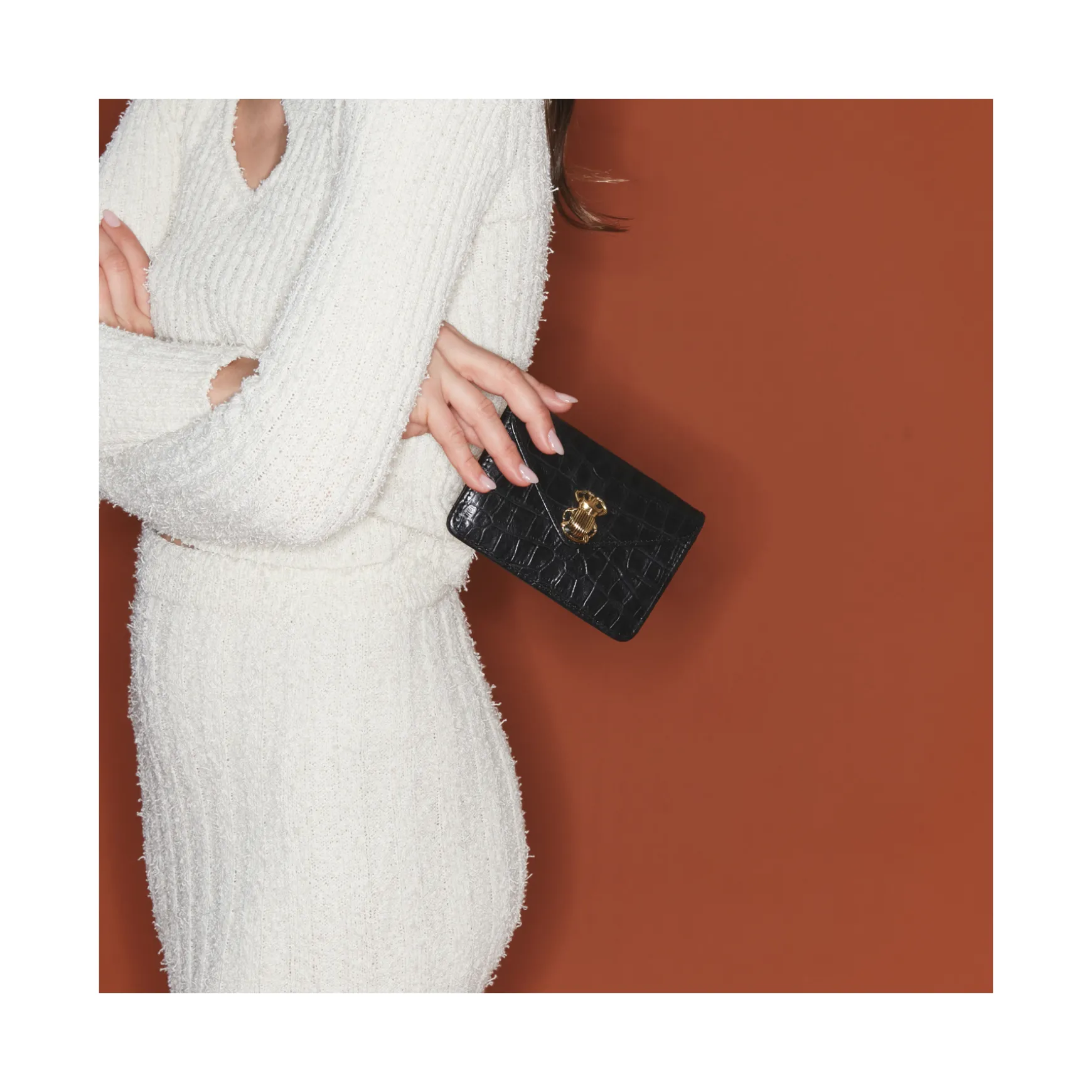 Outlet Claris Virot Portefeuille Alex Cuir Embossé Croco Noir