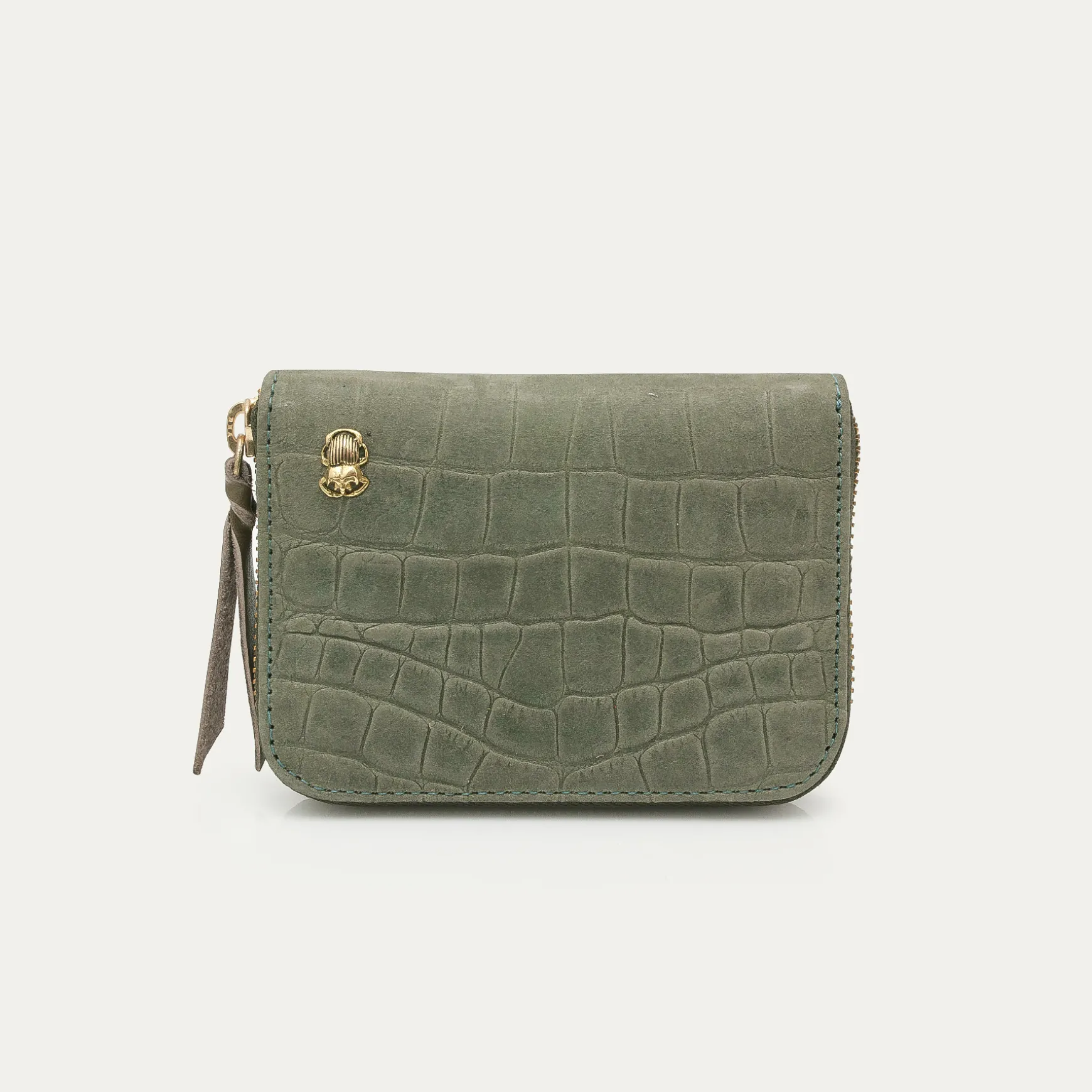 Online Claris Virot Portefeuille Mini Bob Nubuck embossé croco gris perle