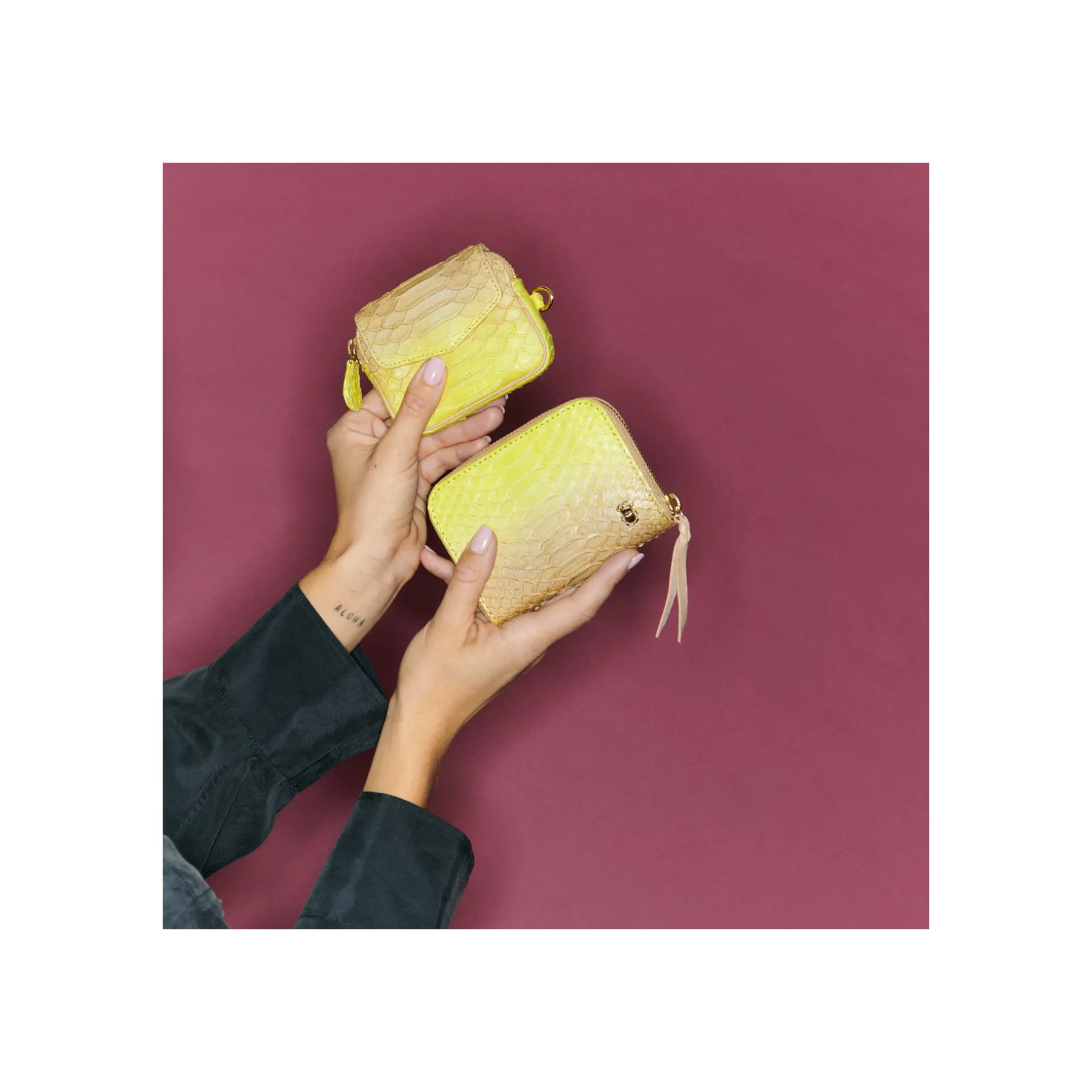 Store Claris Virot Portefeuille Mini Bob Python Jaune Mais