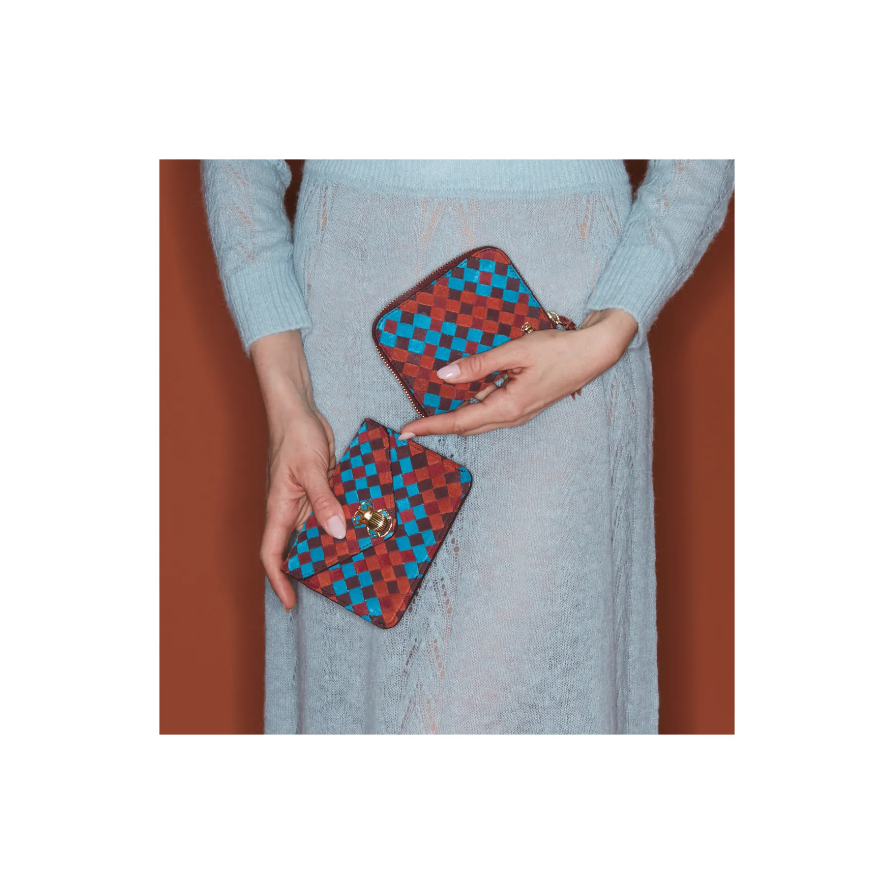 Flash Sale Claris Virot Portefeuille Mini Bob Cuirs Tressés Tricolores