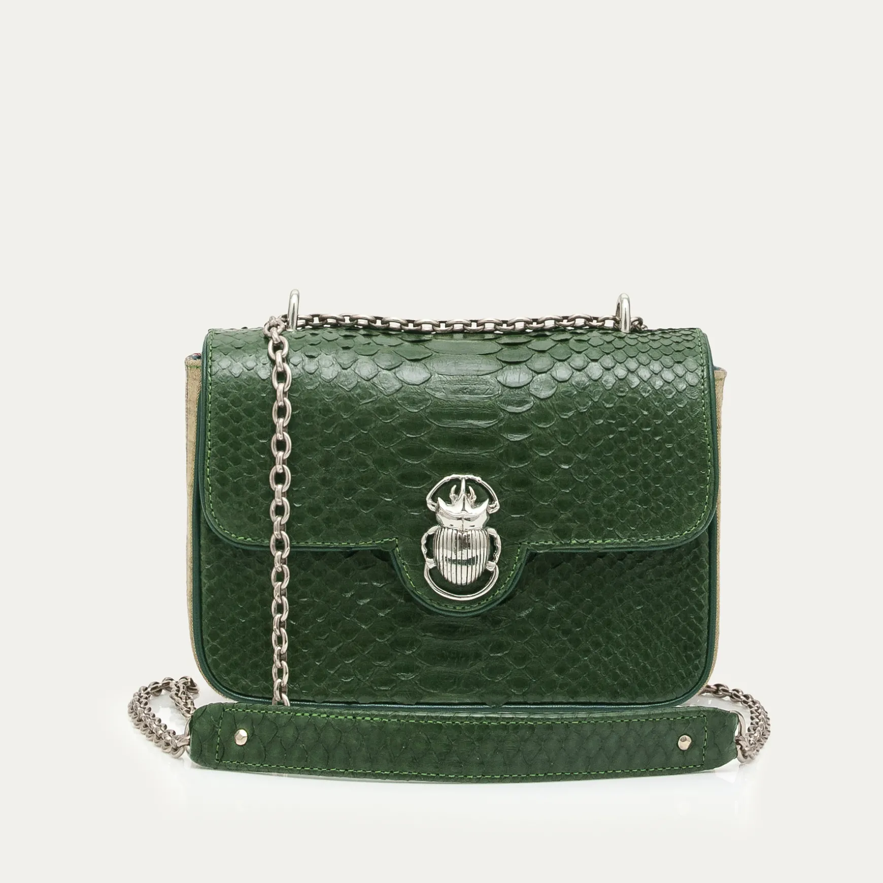 Fashion Claris Virot Sac Ava Medium Python Vert Bronze