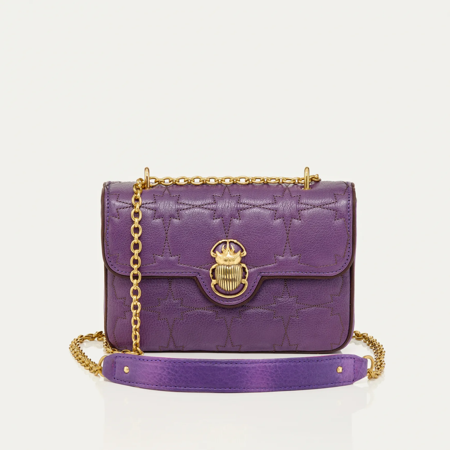 Best Claris Virot Sac Ava Medium Cuir Violet Brodé