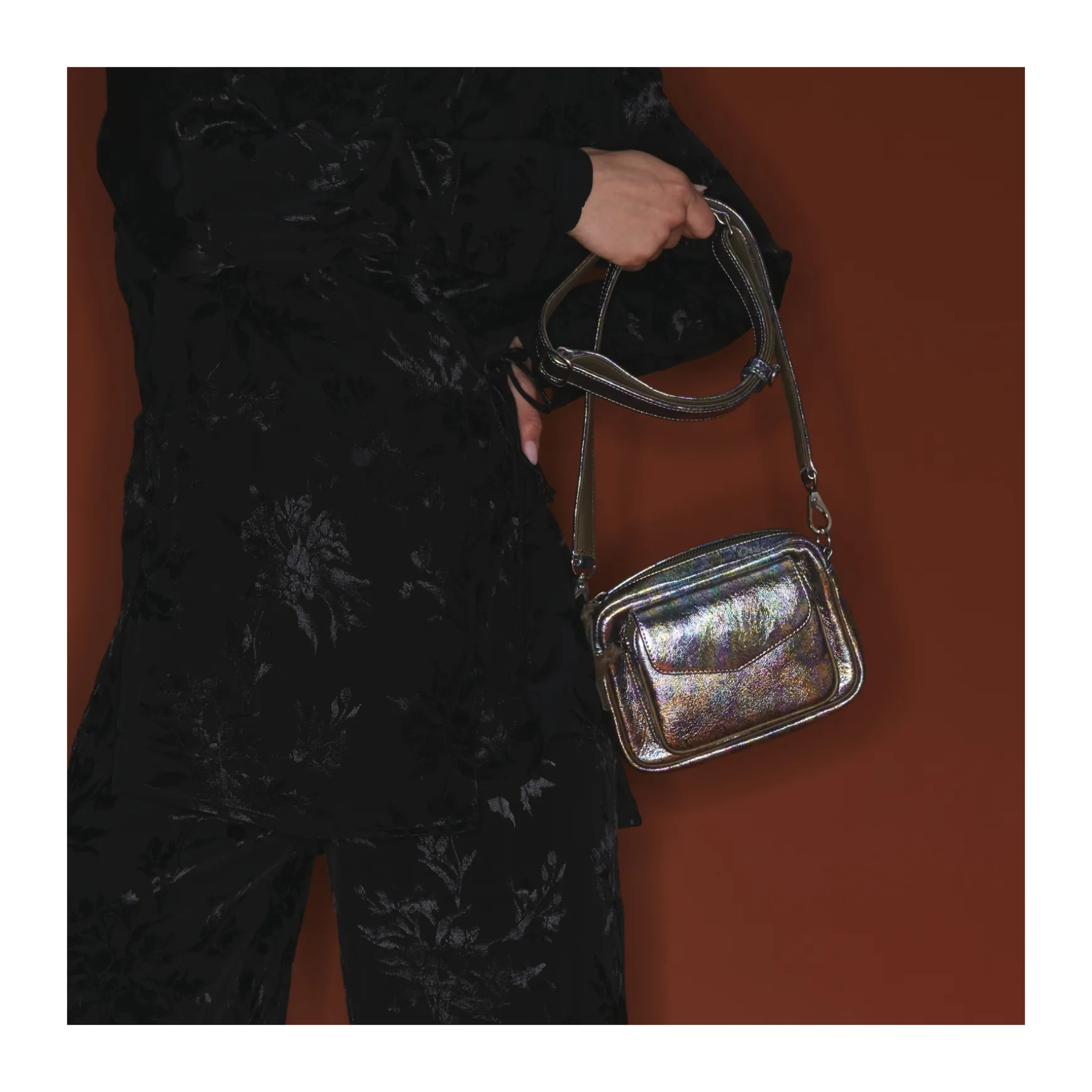 Clearance Claris Virot Sac Baby Charly Cuir métallisé essence