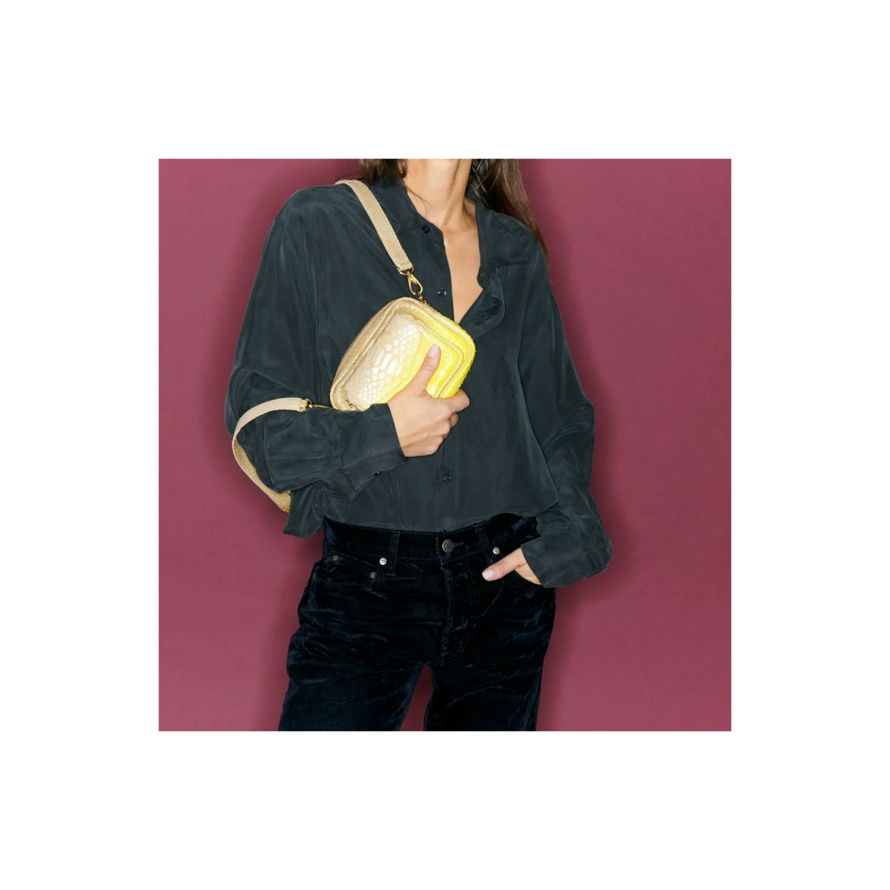 Hot Claris Virot Sac Baby Charly Python Jaune Mais
