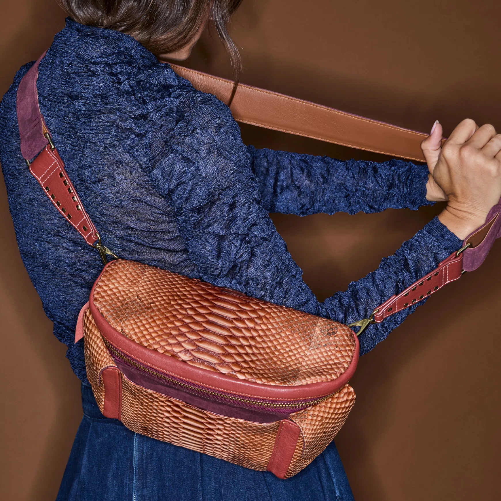 Flash Sale Claris Virot Sac Banane Jules Python Cuivre Lavé