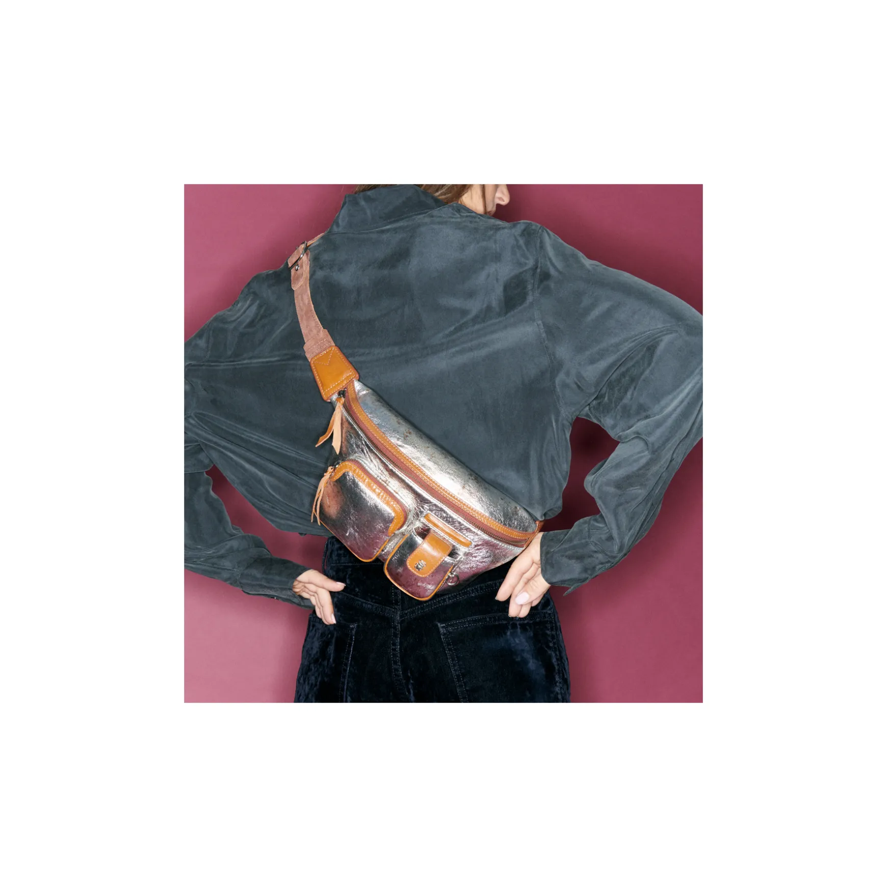 Best Sale Claris Virot Sac Banane Romeo Cuir oxy metal