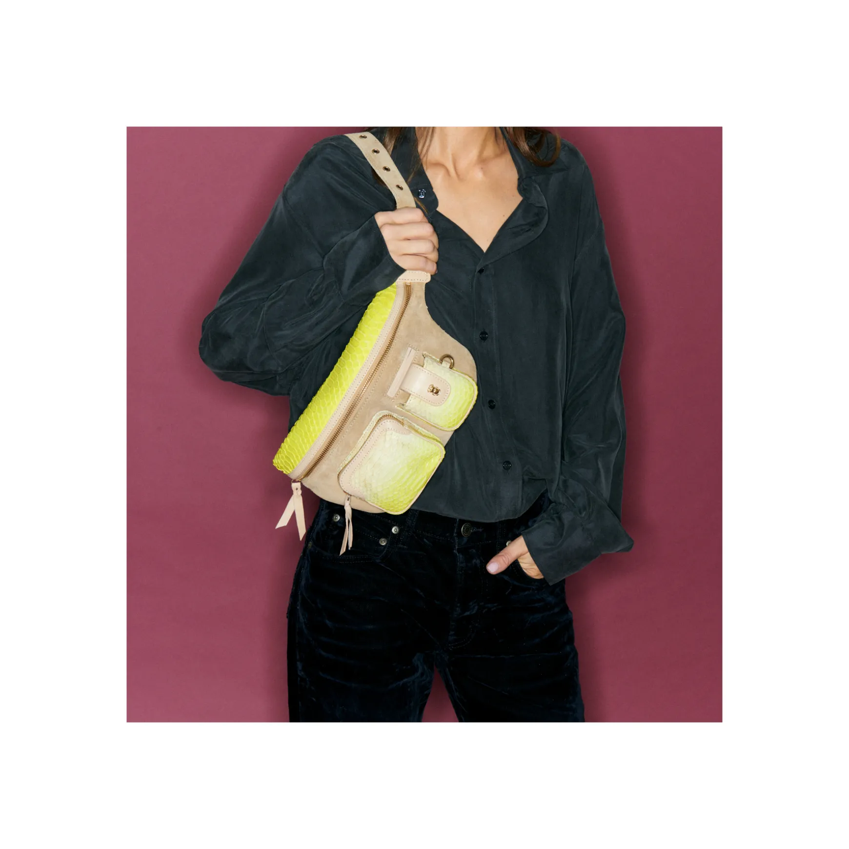Flash Sale Claris Virot Sac Banane Romeo Python Jaune Mais