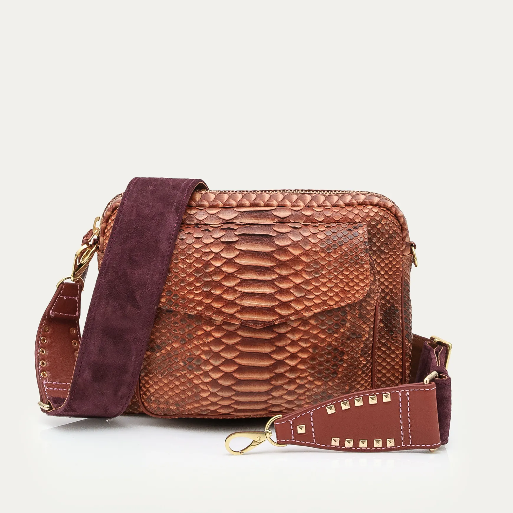New Claris Virot Sac Big Charly Python Cuivre Lavé