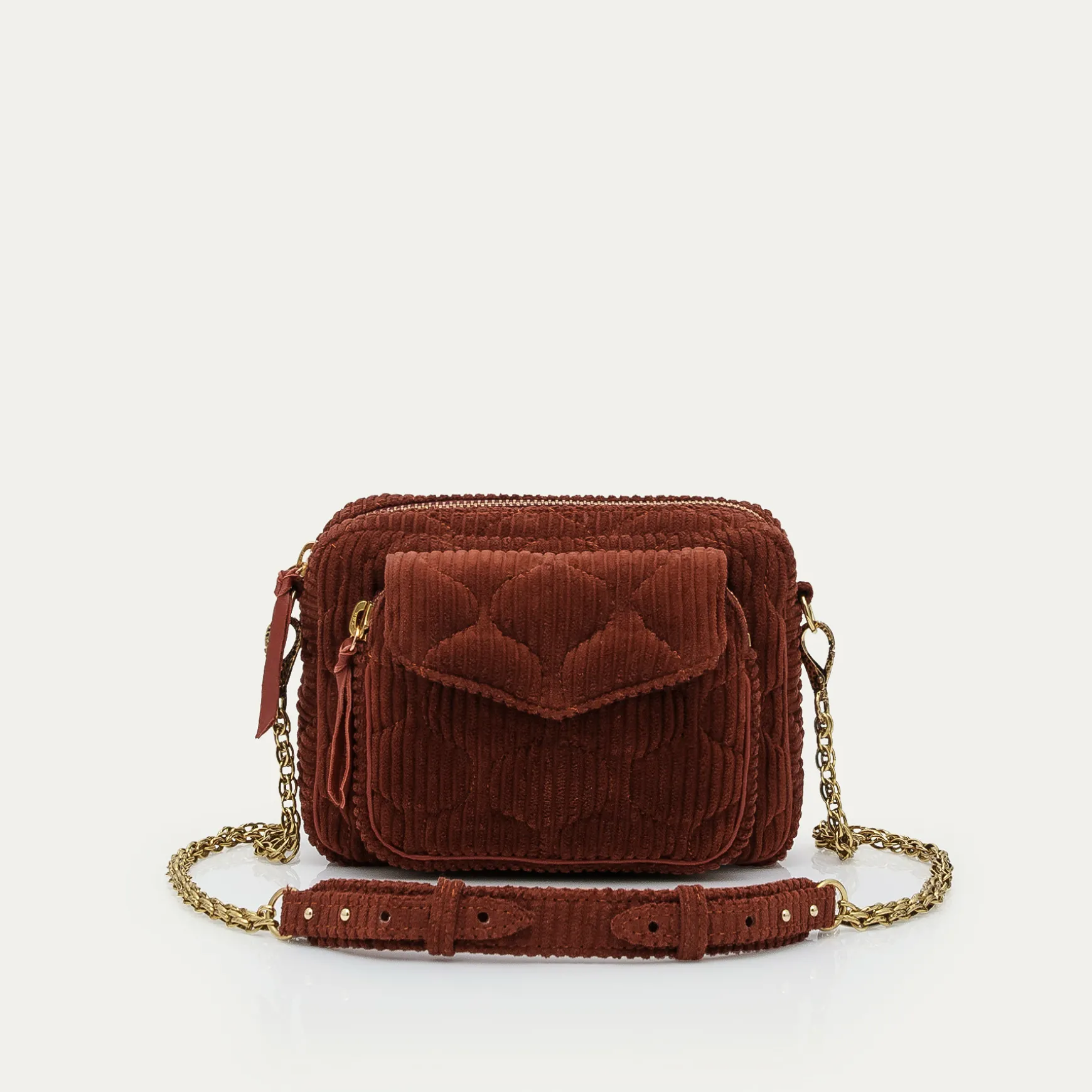 Discount Claris Virot Sac Charly Velours Brique Matelassé