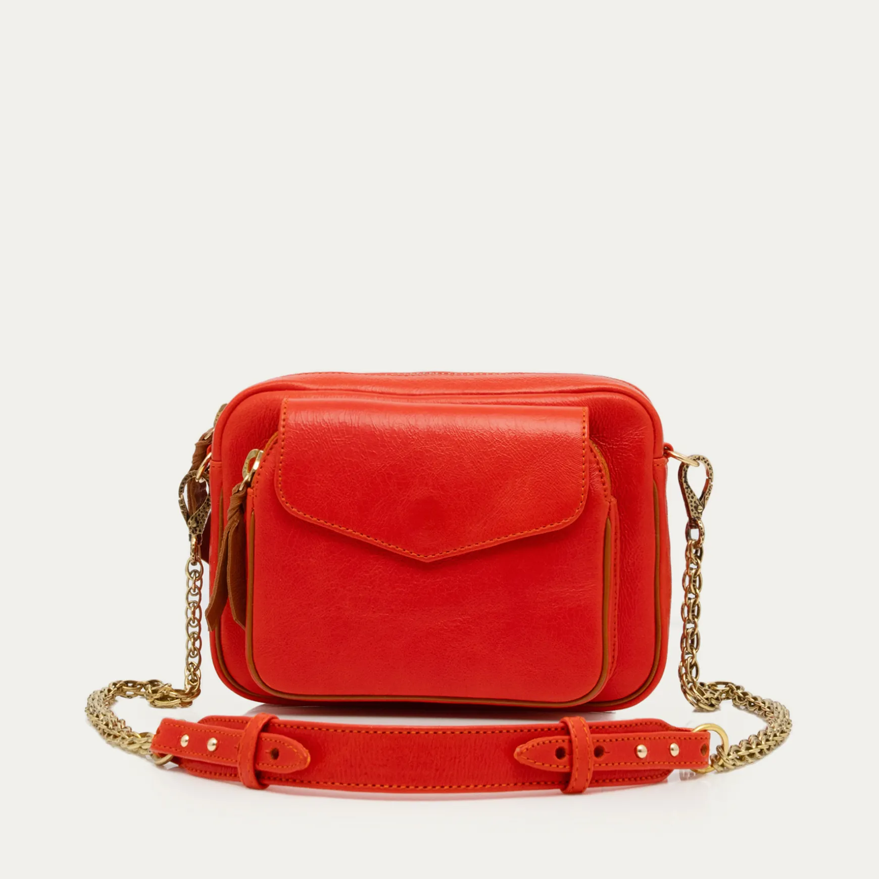 Discount Claris Virot Sac Charly Cuir Orange goyave