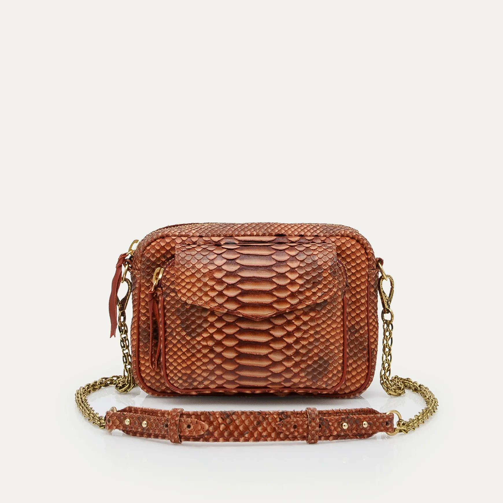 Fashion Claris Virot Sac Charly Python Cuivre Lavé