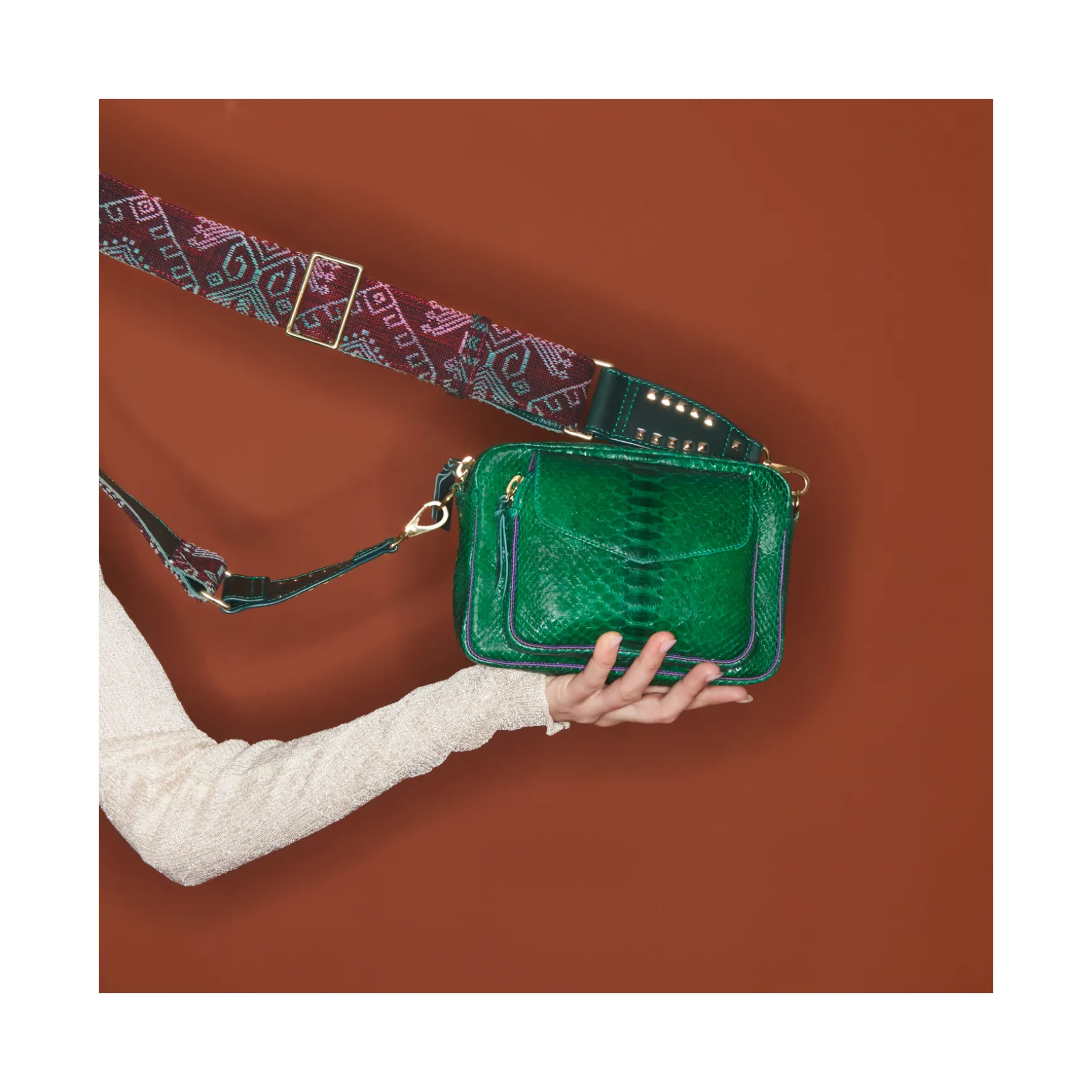 Sale Claris Virot Sac Charly Python Vert Pelouse