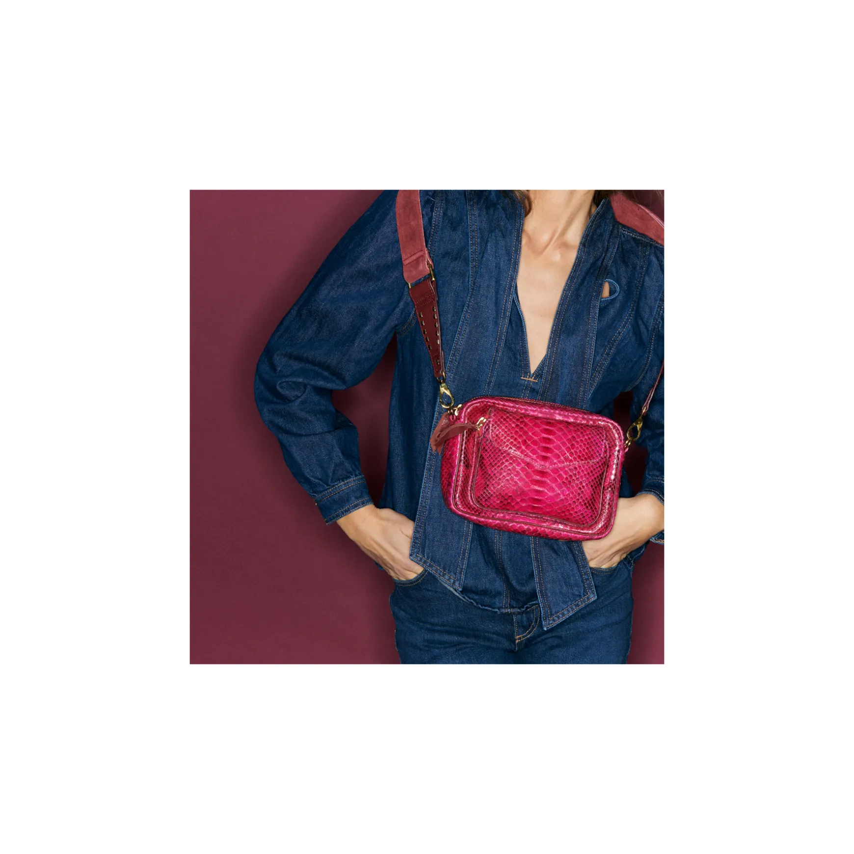 Sale Claris Virot Sac Charly Python Celosia Rose