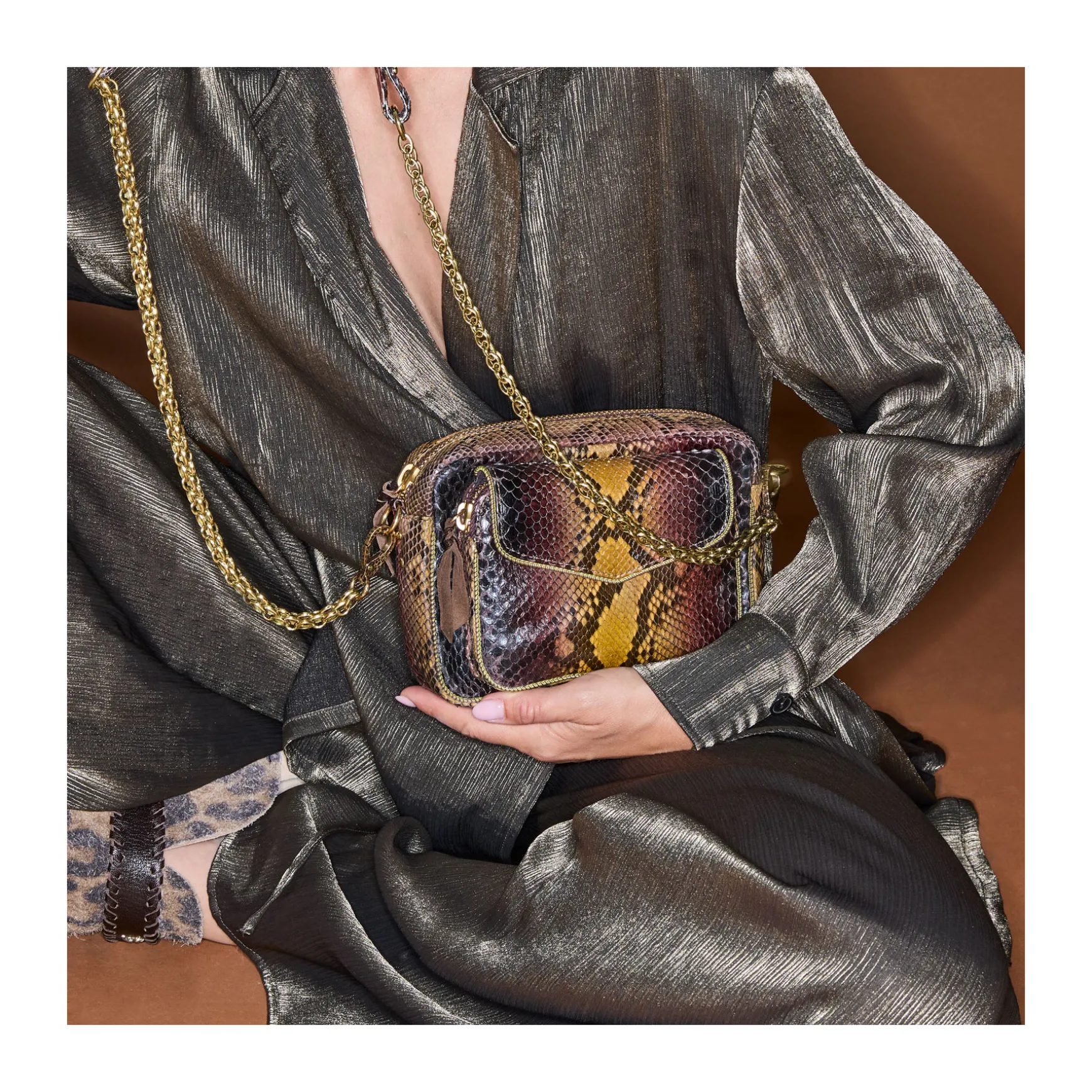 Discount Claris Virot Sac Charly Python Oeil de tigre