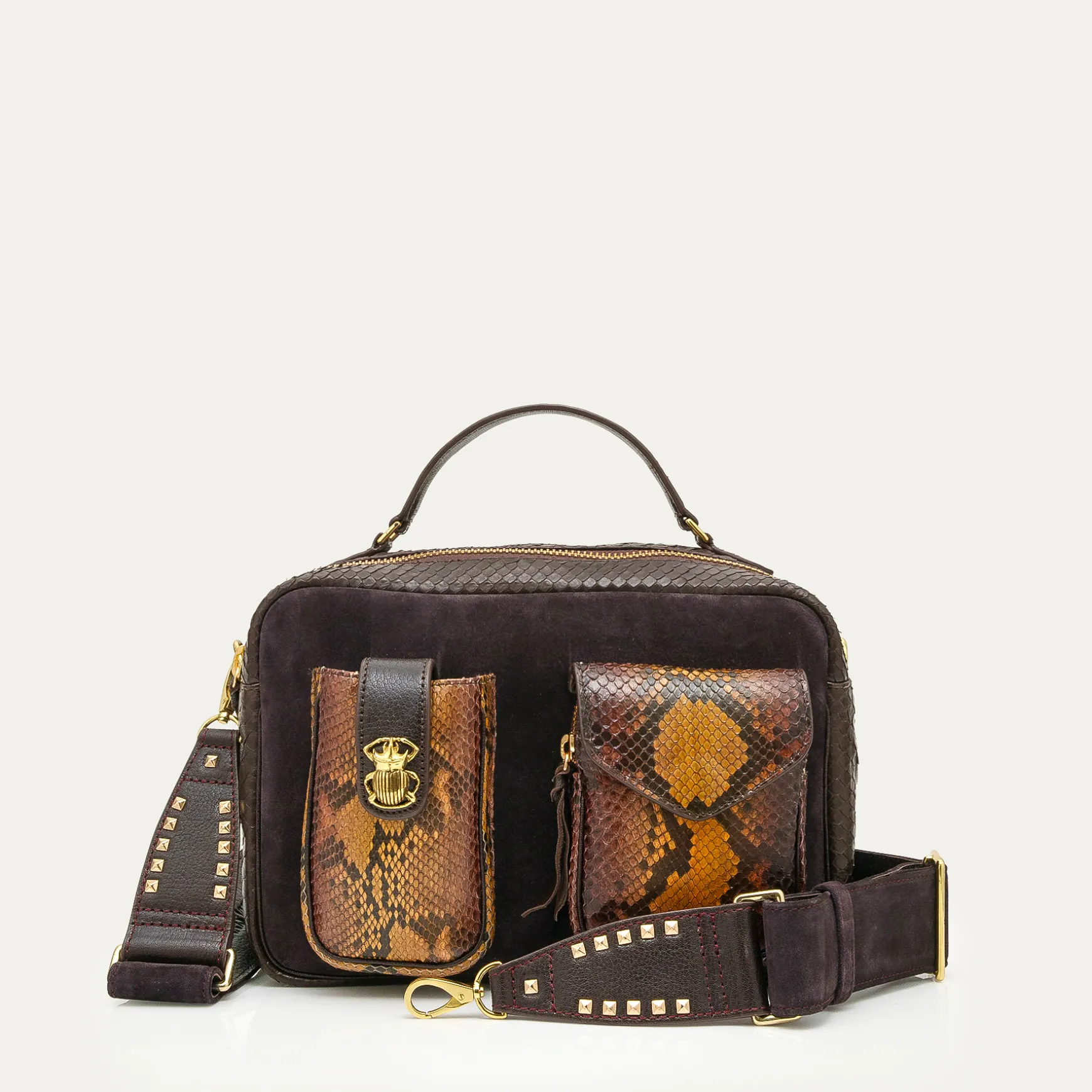 Shop Claris Virot Sac César Python Oeil de tigre