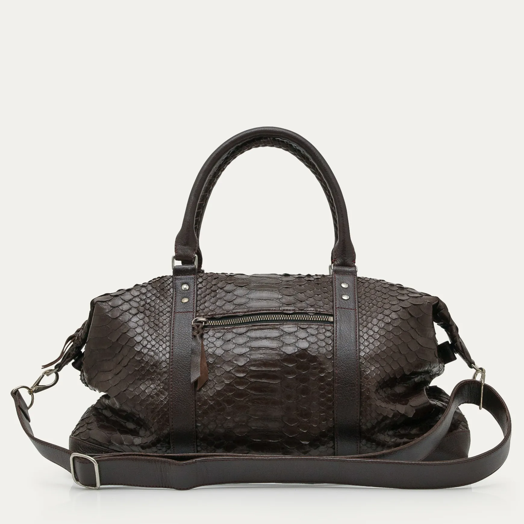 Shop Claris Virot Sac de voyage Roger S Python Brun Fumé