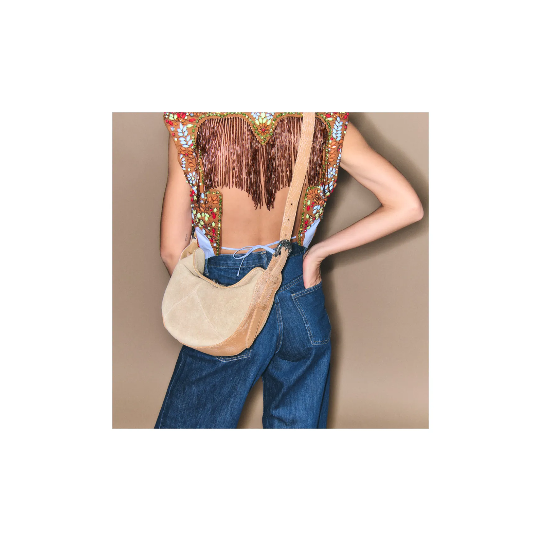 Discount Claris Virot Sac Estelle Cuir Sable Blanc