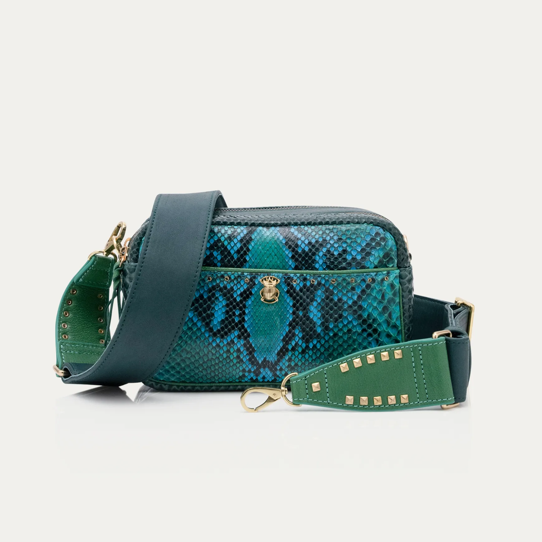 Outlet Claris Virot Sac Lily Python Prairie Avec Rivets