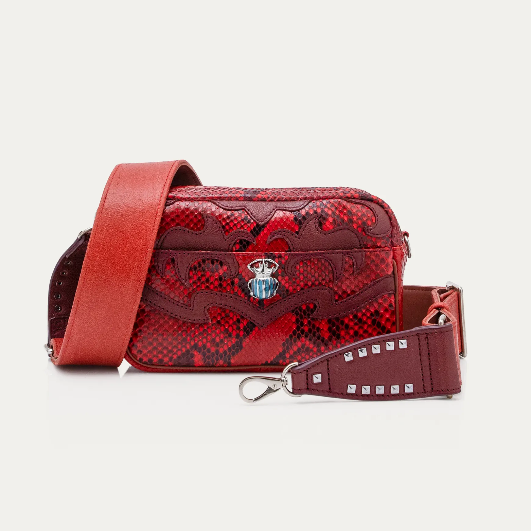 Best Claris Virot Sac Lily Patchwork de python et de cuir rubis