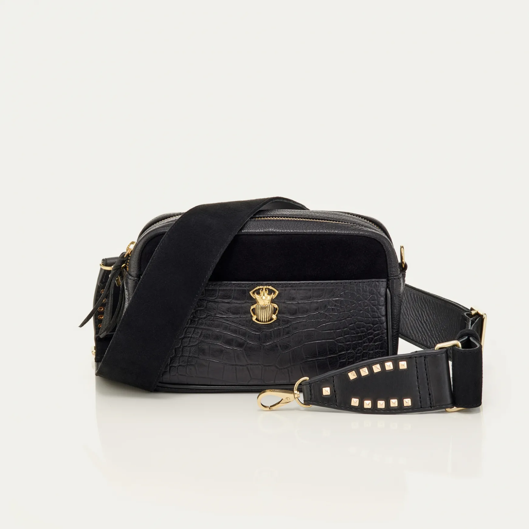 Clearance Claris Virot Sac Lily Cuir Embossé Croco Noir