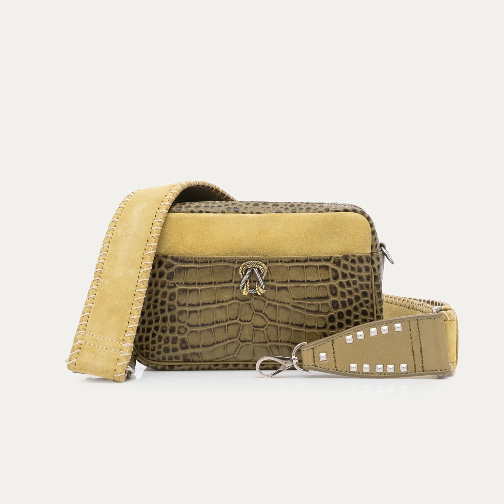 Discount Claris Virot Sac Lily Cuir Embossé Croco Kaki