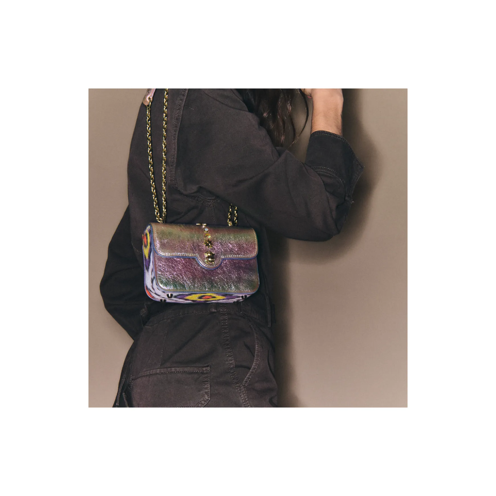 Clearance Claris Virot Sac Mini Ava Cuir Lune Avec rivets
