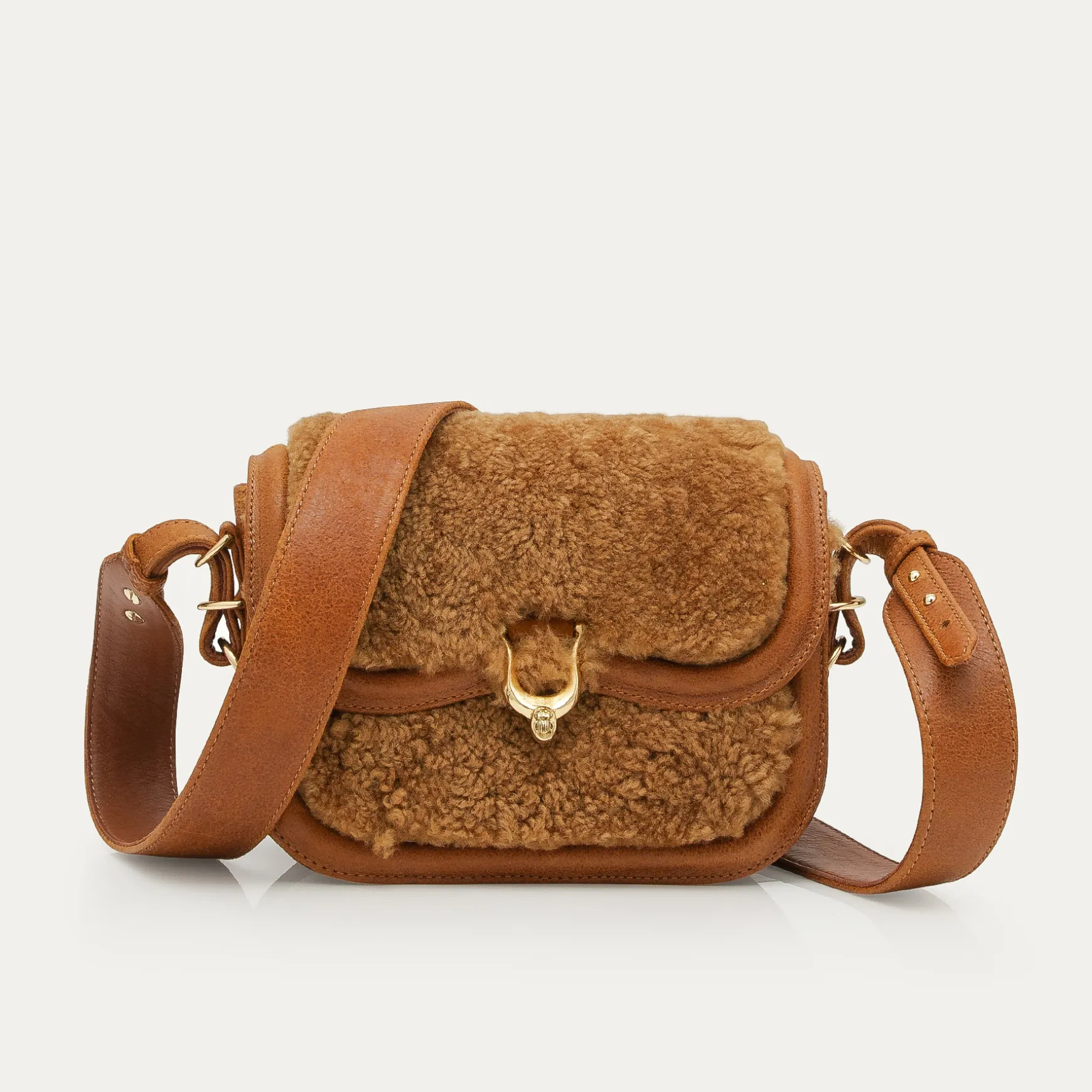 Hot Claris Virot Sac Mini Manon peau lainée cuivre & suède ambre
